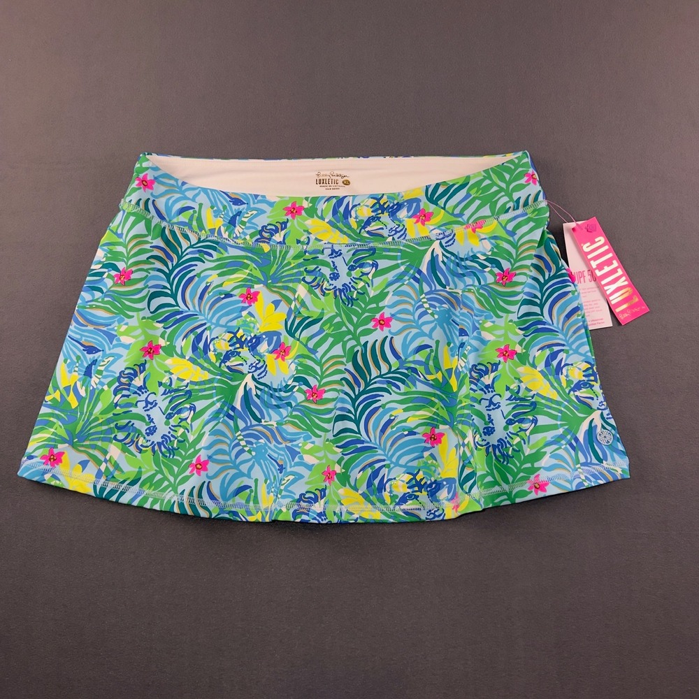 Lilly Pulitzer Luxletic Aila Skort XL Via Parigi Tropical UPF 50+ 015908 New